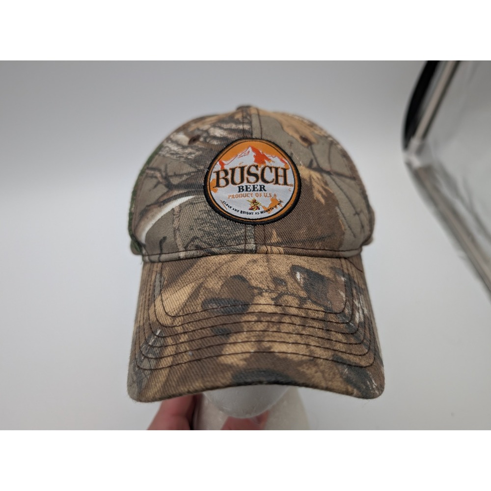 Busch Beer Realtree Camo Snapback Hat Baseball Cap Embroidered Logo Brown Green